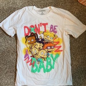 (USED ONCE)(NO TAG)Nickelodeon “Don’t Be A Baby” Graphic T-Shirt-Size Medium